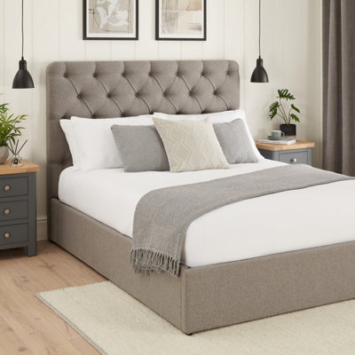 The Furniture Market Chesterfield Button Bed - 6Ft Super King Size - Grey Fabric - image 1