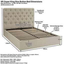 The Furniture Market Chesterfield Button Bed - 6Ft Super King Size - Grey Fabric - thumbnail 9
