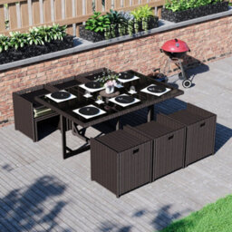 Lassic Garden Vida Cuba Brown 10 Seater Rattan Garden Outdoor Bistro Set With Cover - thumbnail 7