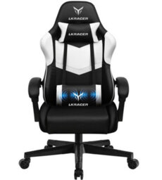 Luckracer Gaming Chair, Massage Ergonomic Computer Chair Lumbar Support High Back Height Adjustable Gaming Chair, White - thumbnail 1
