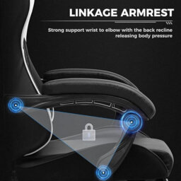Luckracer Gaming Chair, Massage Ergonomic Computer Chair Lumbar Support High Back Height Adjustable Gaming Chair, White - thumbnail 6