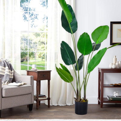 Living And Home Artificial Plant House Plant Indoor Plant Fake Banana Tree In Black Pot 180 Cm - image 1