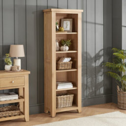 The Furniture Market Cheshire Whitewash Oak Tall Narrow Bookcase - thumbnail 1