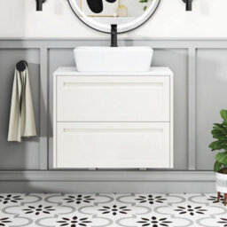 Royal Bathrooms Royal Bathroom Elmore 700mm Classic White Wall Mounted Countertop Bathroom Vanity Unit 2 Drawer With Cube Basin - thumbnail 4