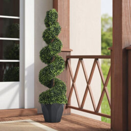 Living And Home 2 Pcs Boxwood Tree Artificial Spiral Topiary Plant House Plant Garden Artificial Plant H 120 Cm - thumbnail 2