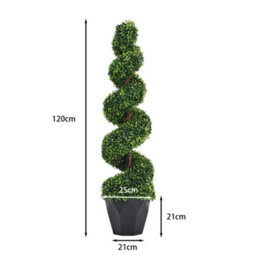Living And Home 2 Pcs Boxwood Tree Artificial Spiral Topiary Plant House Plant Garden Artificial Plant H 120 Cm - thumbnail 6