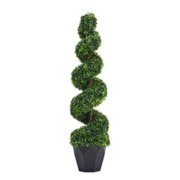 Living And Home 2 Pcs Boxwood Tree Artificial Spiral Topiary Plant House Plant Garden Artificial Plant H 120 Cm - thumbnail 4
