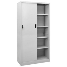 Berkfield Office Cabinet With Sliding Door Light Grey 90X40X180 Cm Steel - thumbnail 2