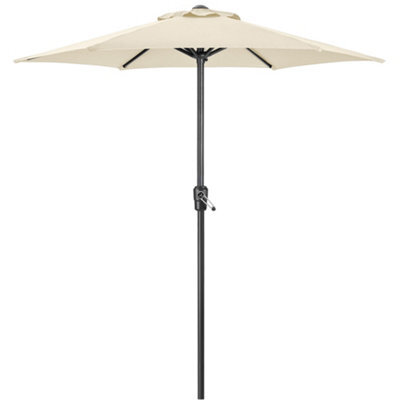 Christow 2M Parasol Sun Shade Umbrella Steel With Crank - Cream - image 1