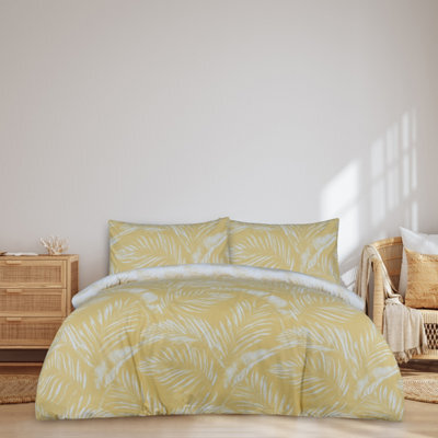 Smart Living Luxury Sketched Palm Leaf Reversible Duvet Cover With Pillowcases - image 1