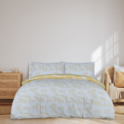 Smart Living Luxury Sketched Palm Leaf Reversible Duvet Cover With Pillowcases - thumbnail 2