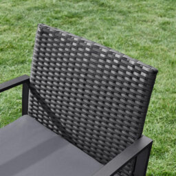 Songmics Outdoor 3-Piece Furniture Set, Pe Rattan For Bistro Or Porch Use, Convenient Assembly, 2 Chairs And Table, Black And Grey - thumbnail 6