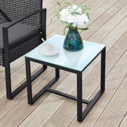 Songmics Outdoor 3-Piece Furniture Set, Pe Rattan For Bistro Or Porch Use, Convenient Assembly, 2 Chairs And Table, Black And Grey - thumbnail 5