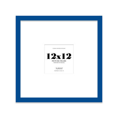 "12X12"" Blue Picture Frame - 12X12"" Square Frame With 8X8"" Mount For 12X12""/8X8"" Pictures Art Deco Style Room Decor, 1 Pack" - image 1