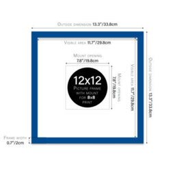 "12X12"" Blue Picture Frame - 12X12"" Square Frame With 8X8"" Mount For 12X12""/8X8"" Pictures Art Deco Style Room Decor, 1 Pack" - thumbnail 2