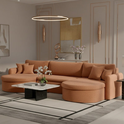 Verona U Corner Sofa Bed With Storage Container Orange - image 1