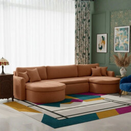 Verona U Corner Sofa Bed With Storage Container Orange - thumbnail 2