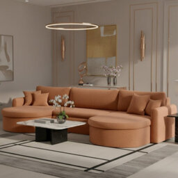 Verona U Corner Sofa Bed With Storage Container Orange - thumbnail 1