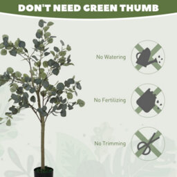 Homcom 2 Pack Artificial Plants, Faux Silk Eucalyptus Trees, 120Cm - thumbnail 7