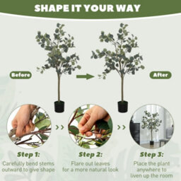Homcom 2 Pack Artificial Plants, Faux Silk Eucalyptus Trees, 120Cm - thumbnail 6