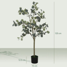Homcom 2 Pack Artificial Plants, Faux Silk Eucalyptus Trees, 120Cm - thumbnail 3