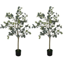 Homcom 2 Pack Artificial Plants, Faux Silk Eucalyptus Trees, 120Cm - thumbnail 2
