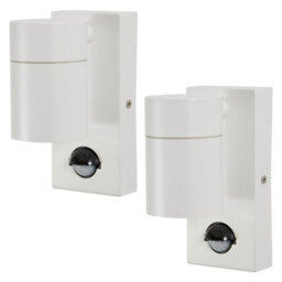 Litecraft 2 Pack Kenn White Outdoor Wall Lights With Pir Sensors - thumbnail 1