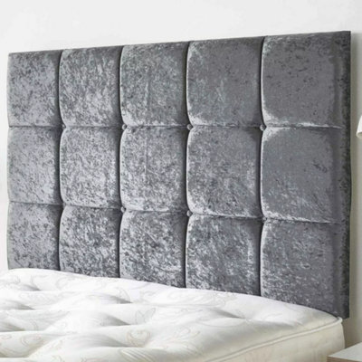 "Urban Textures Luxury 20"" High Crushed Velvet Fabric Upholstered Sloane Design Bed Headboard - Grey" - image 1