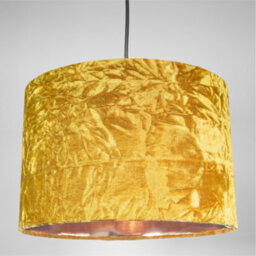 Happy Homewares Modern Ochre/mustard Crushed Velvet 12 Table/pendant Shade With Copper Inner - thumbnail 5