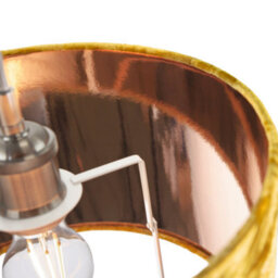 Happy Homewares Modern Ochre/mustard Crushed Velvet 12 Table/pendant Shade With Copper Inner - thumbnail 4