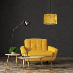 Happy Homewares Modern Ochre/mustard Crushed Velvet 12 Table/pendant Shade With Copper Inner - thumbnail 6