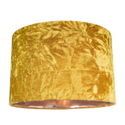 Happy Homewares Modern Ochre/mustard Crushed Velvet 12 Table/pendant Shade With Copper Inner - thumbnail 1