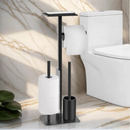 Free Standing Stainless Steel Toilet Paper Holder With Toilet Brush Bathroom Storage Stand - thumbnail 8