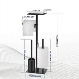 Free Standing Stainless Steel Toilet Paper Holder With Toilet Brush Bathroom Storage Stand - thumbnail 2