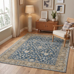 Vintage Foldable & Washable Rugs Non Slip Area Carpet Low Pile Soft Printed Floor Mat (160 X 200 Cm)