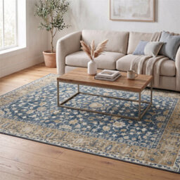 Vintage Foldable & Washable Rugs Non Slip Area Carpet Low Pile Soft Printed Floor Mat (160 X 200 Cm) - thumbnail 4