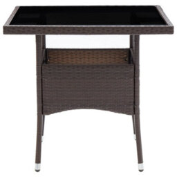 Walplus 5 Piece Garden Dining Set Poly Rattan And Tempered Glass Brown - thumbnail 8