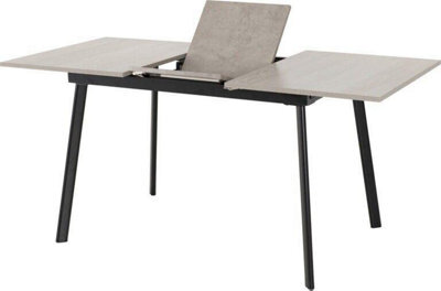 Seconique Avery Extending Dining Table In Concrete Grey Oak Effect And Black Metal Frame - image 1