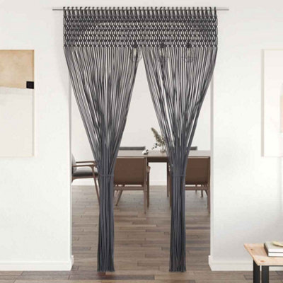 Berkfield Macrame Curtain Anthracite 140X240 Cm Cotton - image 1