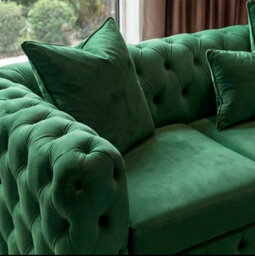 Sofaya Monaco 5 Seater Green Chesterfield Corner Chaise Sofa Velvet L Shaped - Deep Buttoned Upholstery Couch - thumbnail 2