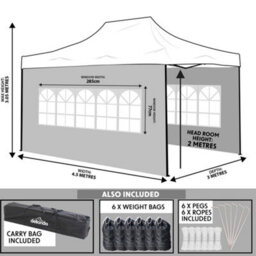 Dellonda Premium 3X4.5M Pop-Up Gazebo & Side Walls With Carry Bag, Stakes & Weight Bags - thumbnail 4