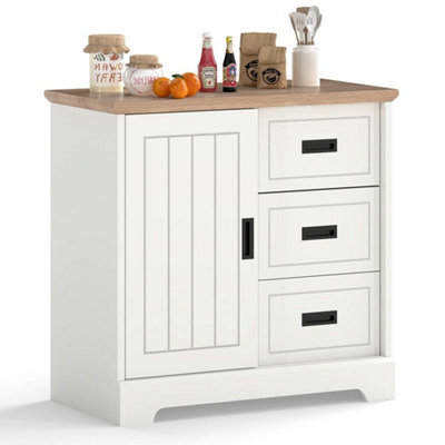 Farmhouse Sideboard Buffet Cabinet Kitchen Pantry Storage Cabinet White - image 1