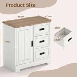 Farmhouse Sideboard Buffet Cabinet Kitchen Pantry Storage Cabinet White - thumbnail 2