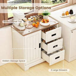 Farmhouse Sideboard Buffet Cabinet Kitchen Pantry Storage Cabinet White - thumbnail 6