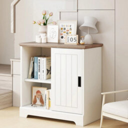 Farmhouse Sideboard Buffet Cabinet Kitchen Pantry Storage Cabinet White - thumbnail 4