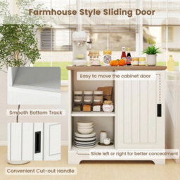 Farmhouse Sideboard Buffet Cabinet Kitchen Pantry Storage Cabinet White - thumbnail 5