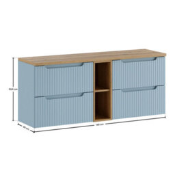 Heze Furniture Noca Bathroom Cabinet 140Cm With Worktop And Open Shelf In Baby Blue - thumbnail 6