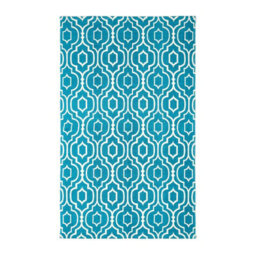 Homescapes Riga Teal And White 100% Cotton Printed Patterned Rug, 90 X 150 Cm - thumbnail 2