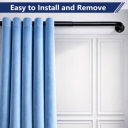 Aspire Homeware Blackout Metal Curtain Pole With Curve Finials Heavy Duty Extendable Rod 120-210 Cm (Matte Black) - thumbnail 2