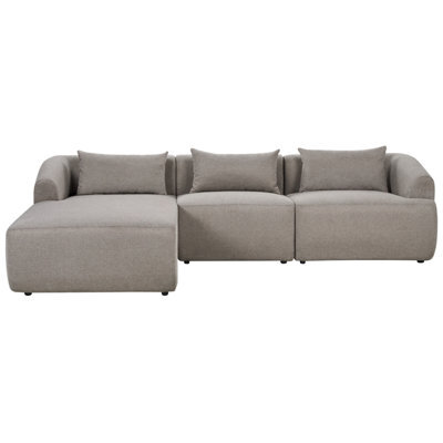 Beliani Corner Sofa 3 Seater Svansele Fabric Taupe Right Hand - image 1